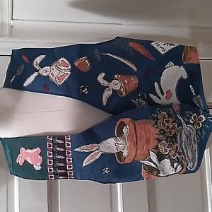 Vintage 1990s Y2K Tapestry Easter spring rabbit bunnies vest XL
